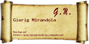 Gierig Mirandola névjegykártya